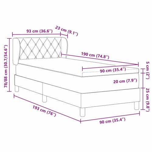 Легло с пружинирана основа Тъмносиньо 90 x 190 cm Кадифе
