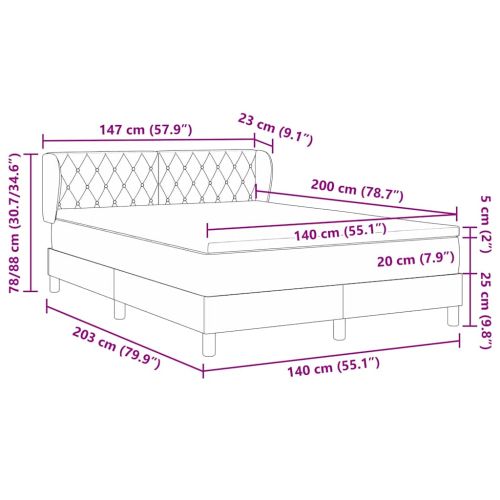 Легло с пружинирана основа Тъмносиньо 140 x 200 cm Кадифе