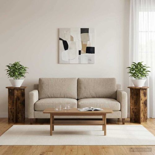 Стойка за растения 2 pcs Опушен дъб Ø40 x 60 см