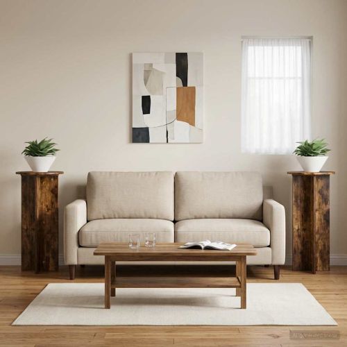Стойка за растения 2 pcs Опушен дъб 40 x 40 x 80 cm