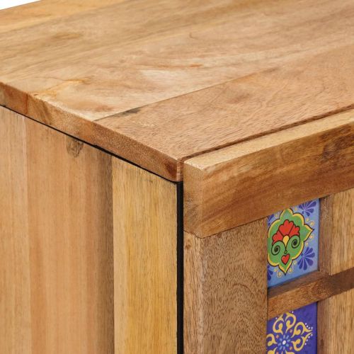 Комплект мебели за баня 2 pcs Естествен Солидно мангово дърво