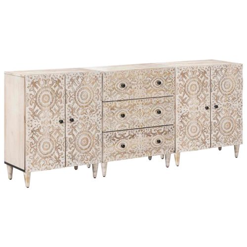 Служебен шкаф 3 pcs Бяло 60 x 33,5 x 75 см
