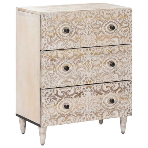 Служебен шкаф 3 pcs Бяло 60 x 33,5 x 75 см