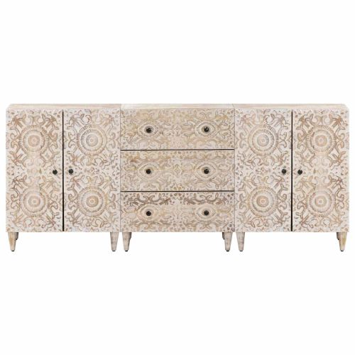 Служебен шкаф 3 pcs Бяло 60 x 33,5 x 75 см