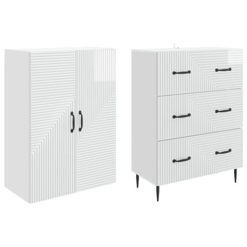 Комплект шкафове 2 pcs Бял гланц 66 x 34,5 x 90 см