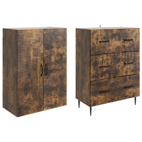 Комплект шкафове 2 pcs Опушен дъб 66 x 34,5 x 90 см
