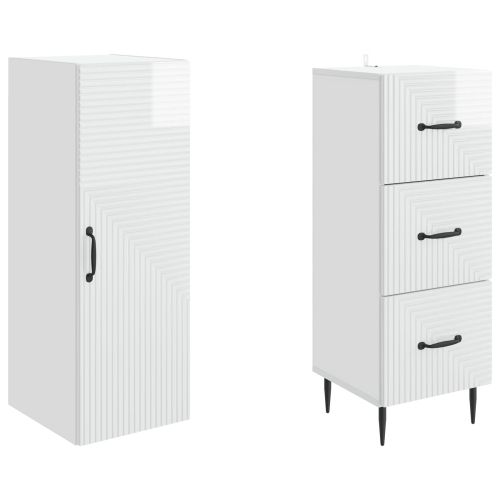 Комплект шкафове 2 pcs Бял гланц 33 x 34,5 x 90 см