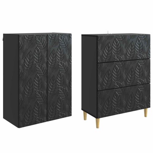 Комплект шкафове 2 pcs Черно 66 x 34,5 x 90 см