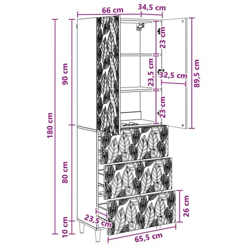 Комплект шкафове 2 pcs Черно 66 x 34,5 x 90 см