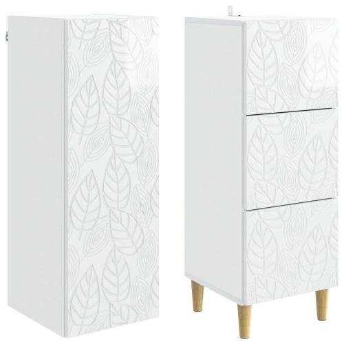 Комплект шкафове 2 pcs Бял гланц 33 x 34,5 x 90 см