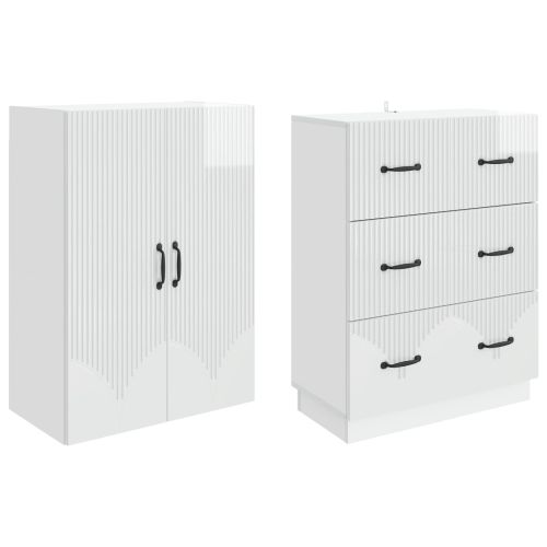 Комплект шкафове 2 pcs Бял гланц 66 x 34,5 x 87 см