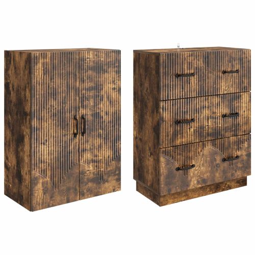 Комплект шкафове 2 pcs Опушен дъб 66 x 34,5 x 87 см