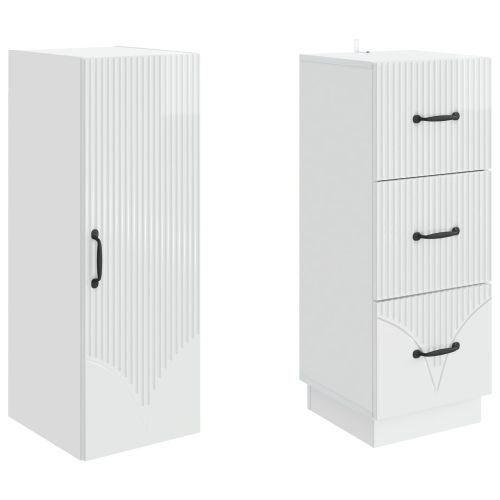 Комплект шкафове 2 pcs Бял гланц 33 x 34,5 x 87 см