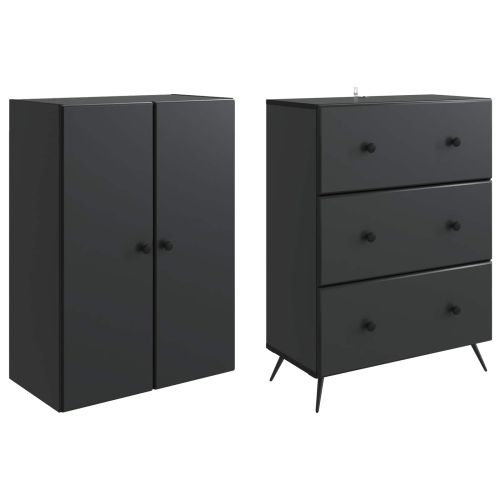 Комплект шкафове 2 pcs Черно 66 x 34,5 x 90 см