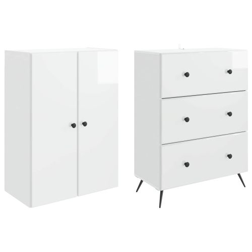 Комплект шкафове 2 pcs Бял гланц 66 x 34,5 x 90 см