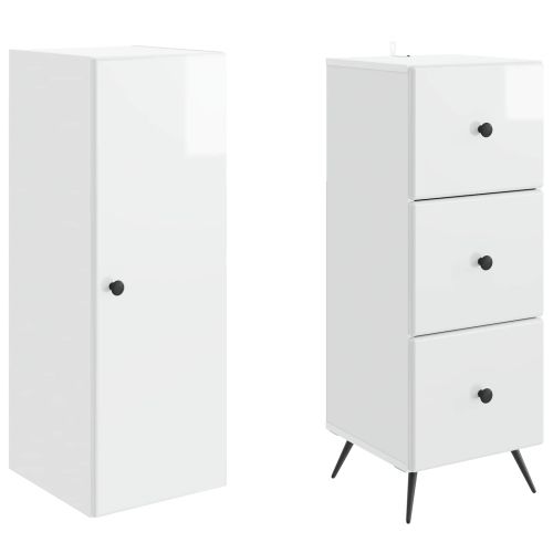 Комплект шкафове 2 pcs Бял гланц 34,5 x 34,5 x 90 см