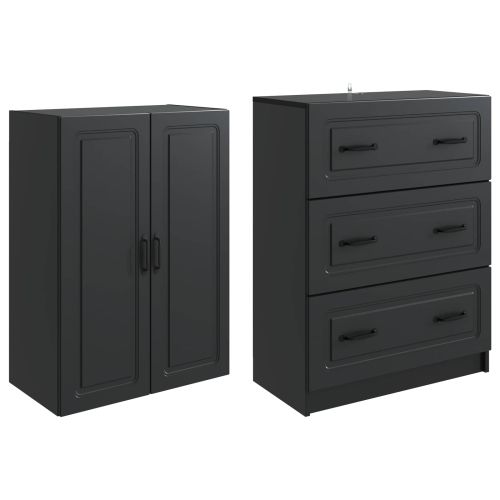 Комплект шкафове 2 pcs Черно 66 x 34,5 x 87 см