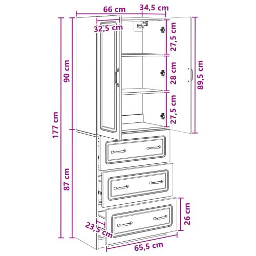 Комплект шкафове 2 pcs Опушен дъб 66 x 34,5 x 87 см