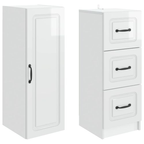 Комплект шкафове 2 pcs Бял гланц 33 x 34,5 x 87 см