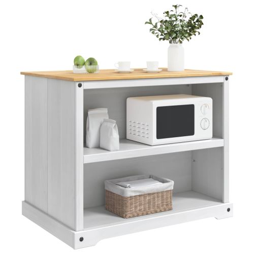 Кухненска количка 2 pcs Бяло и восък от мед 112 x 77 x 91,5 см