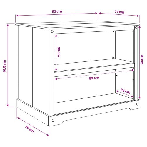 Кухненска количка 2 pcs Бяло и восък от мед 112 x 77 x 91,5 см