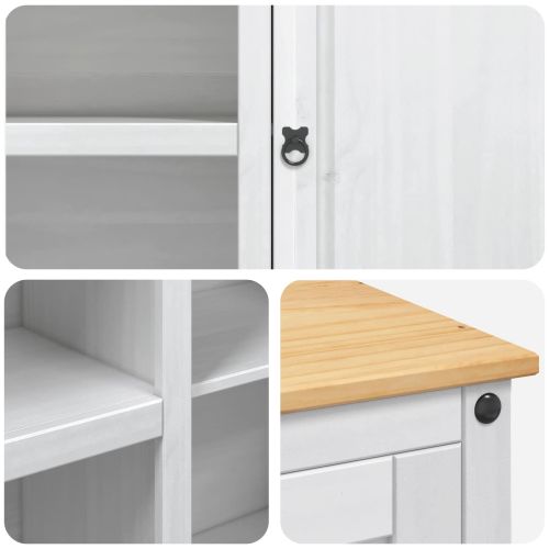 Кухненска количка 2 pcs Бяло и восък от мед 112 x 77 x 91,5 см