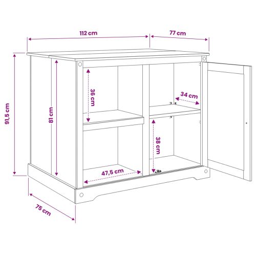 Кухненска количка 2 pcs Бяло и восък от мед 112 x 77 x 91,5 см