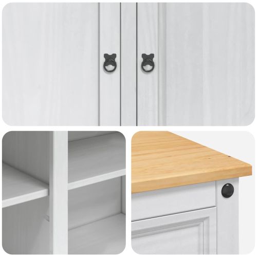 Кухненска количка 2 pcs Бяло и восък от мед 112 x 70 x 91,5 см