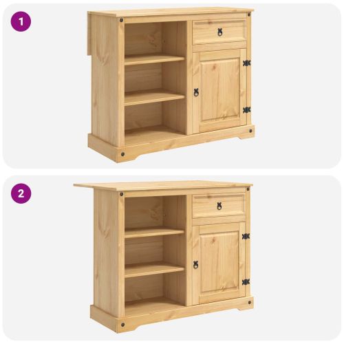 Кухненска количка с врата 2 pcs Пчелен восък 112 x 70 x 91,5 см