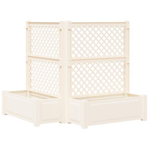 Голяма саксия с решетка 2 pcs Бяло 143 x 143 x 133,5 см ПП