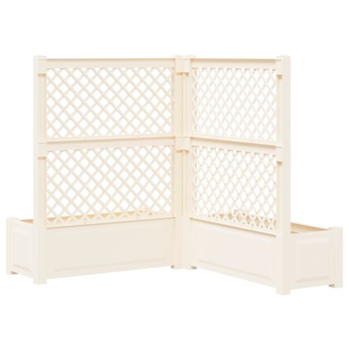 Голяма саксия с решетка 2 pcs Бяло 143 x 143 x 133,5 см ПП