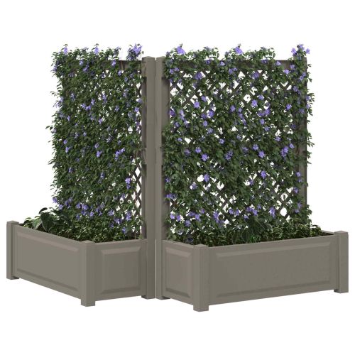 Голяма саксия с решетка 2 pcs Сиво 143 x 143 x 133,5 см ПП