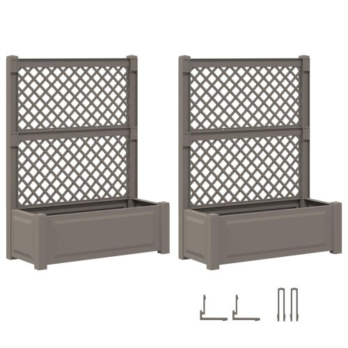 Голяма саксия с решетка 2 pcs Сиво 143 x 143 x 133,5 см ПП