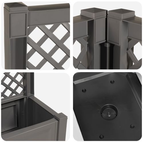 Голяма саксия с решетка 2 pcs Сиво 143 x 143 x 133,5 см ПП