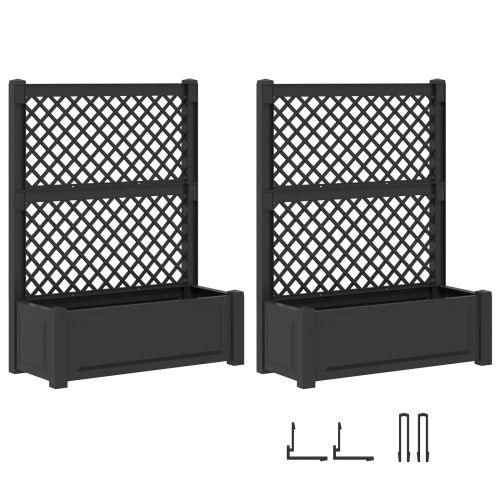 Голяма саксия с решетка 2 pcs Антрацит 143 x 143 x 133,5 см ПП