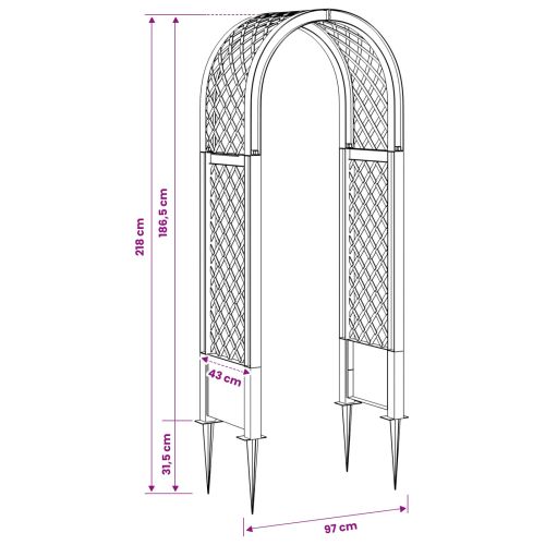 Арка за рози с шипове Бяло 97 x 43 x 218 см ПП
