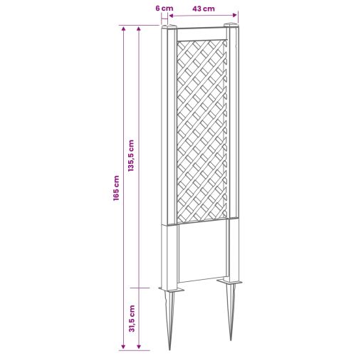 Решетка с spike Бяло 43 x 6 x 165 см ПП