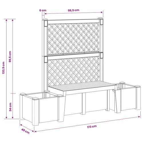Градинска пейка Копенхаген Антрацит 173 x 49 x 135,5 см ПП