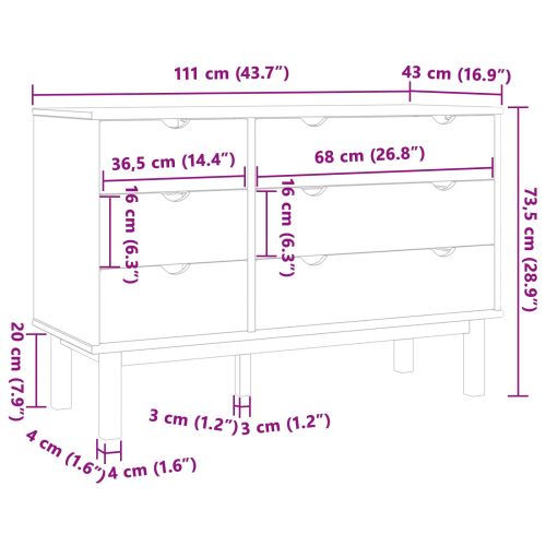 Чекмеджетен шкаф с чекмедже OTTA Черно 111 x 43 x 73,5 см