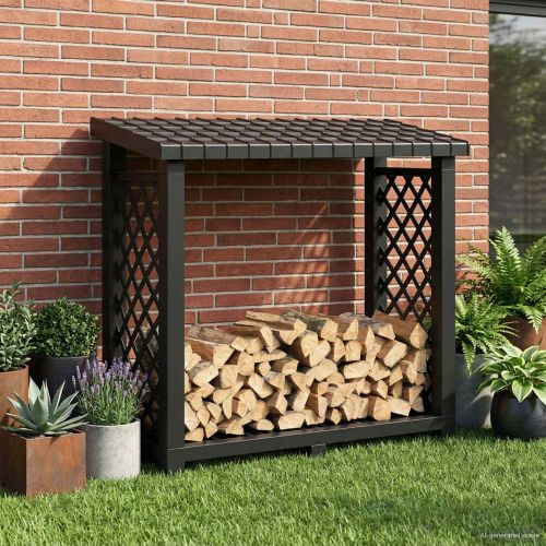 Стойка за дърва 114 x 46 x 101 см ПП Антрацит
