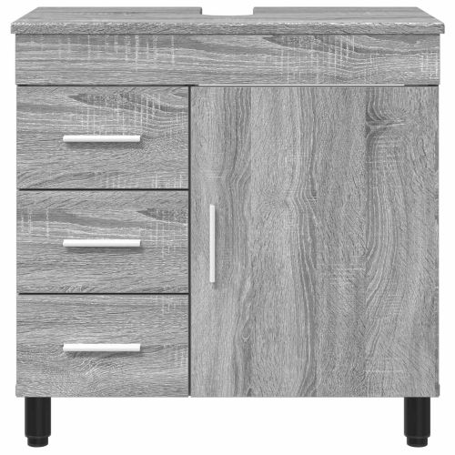 Шкаф със светло за баня Сив Сонома 60 x 35 x 60 см