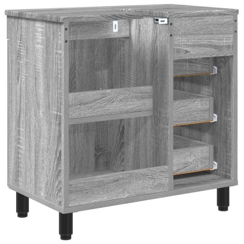 Шкаф със светло за баня Сив Сонома 60 x 35 x 60 см