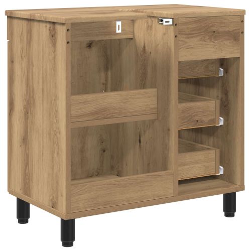 Шкаф със светло за баня Дъб артизан 60 x 35 x 60 см
