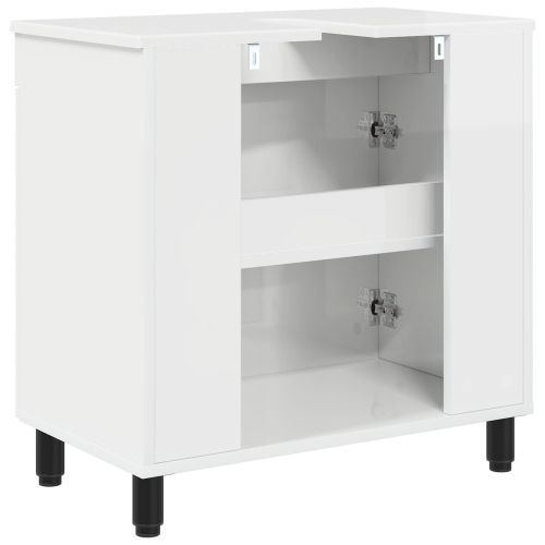 Шкаф със светло за баня Бял гланц 60 x 35 x 60 см