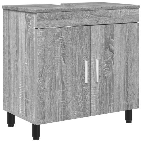 Шкаф със светло за баня Сив Сонома 60 x 35 x 60 см