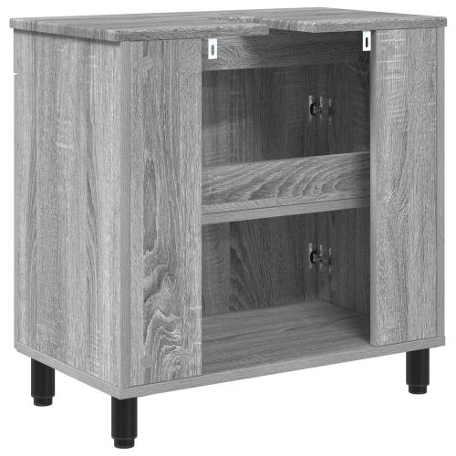 Шкаф със светло за баня Сив Сонома 60 x 35 x 60 см