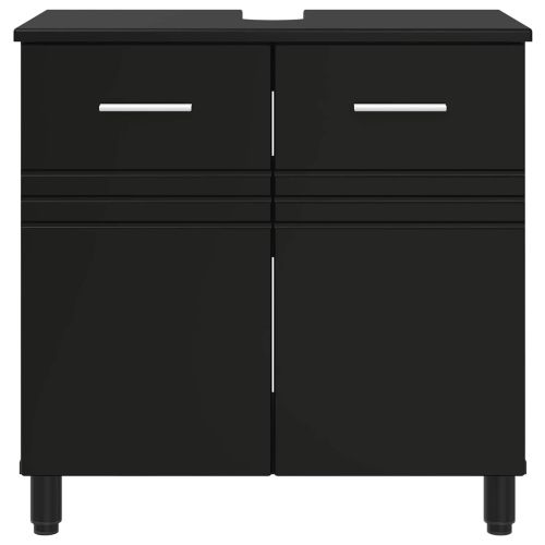 Шкаф със светло за баня Черно 60 x 35 x 60 см