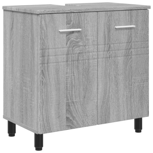 Шкаф със светло за баня Сив Сонома 60 x 35 x 60 см