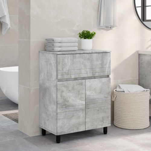 Шкаф със светло за баня Бетонно сиво 60 x 35 x 80 см