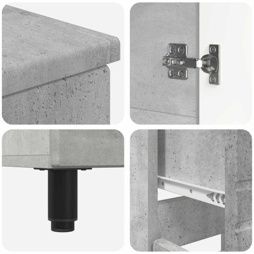 Шкаф със светло за баня Бетонно сиво 60 x 35 x 80 см